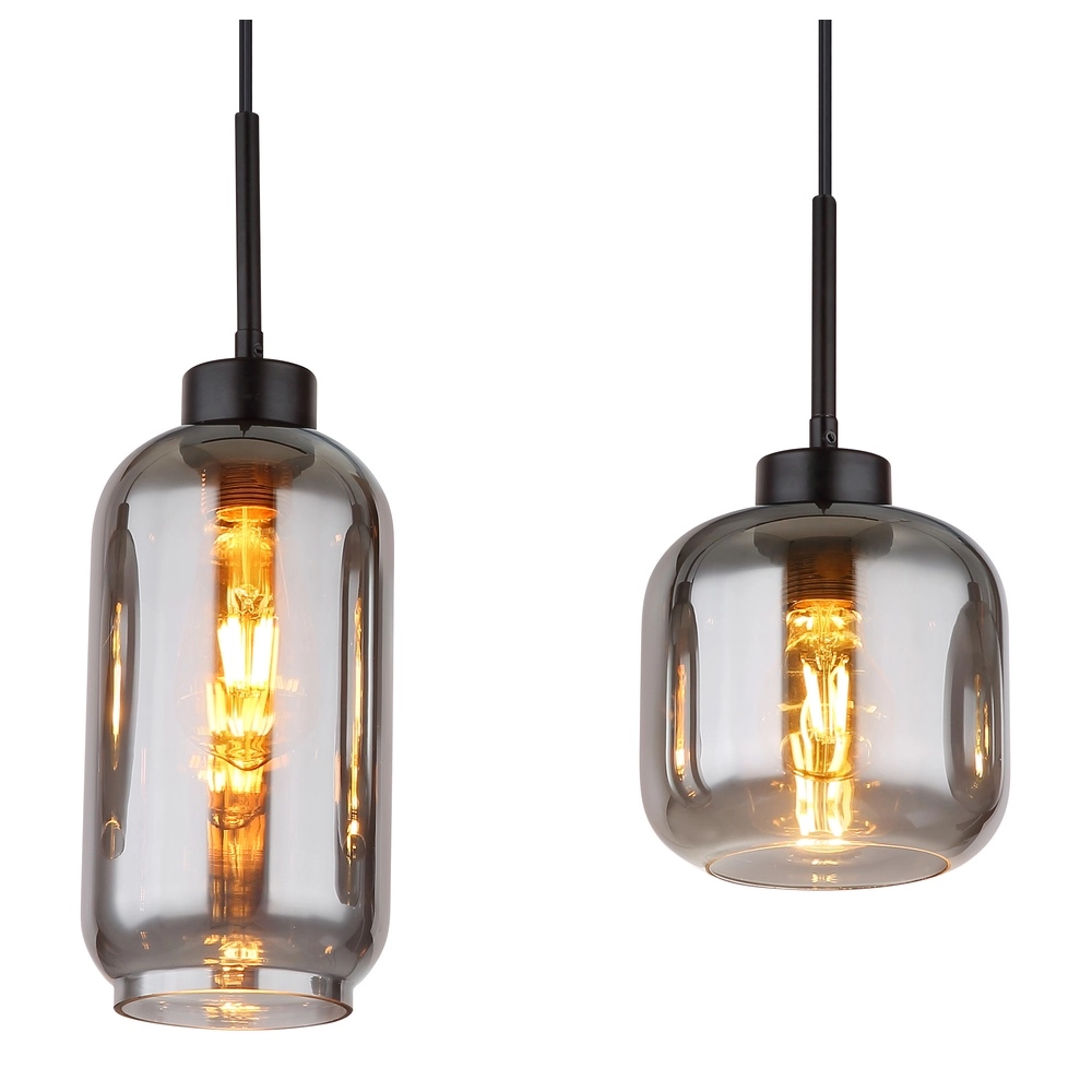 4-light pendant lamp Matt black with smoke glass Globo 9007371451258