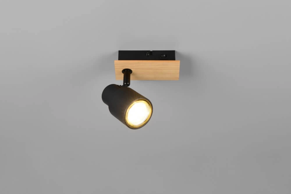 Design wall lamp Pierre black with wood Trio 4017807638158