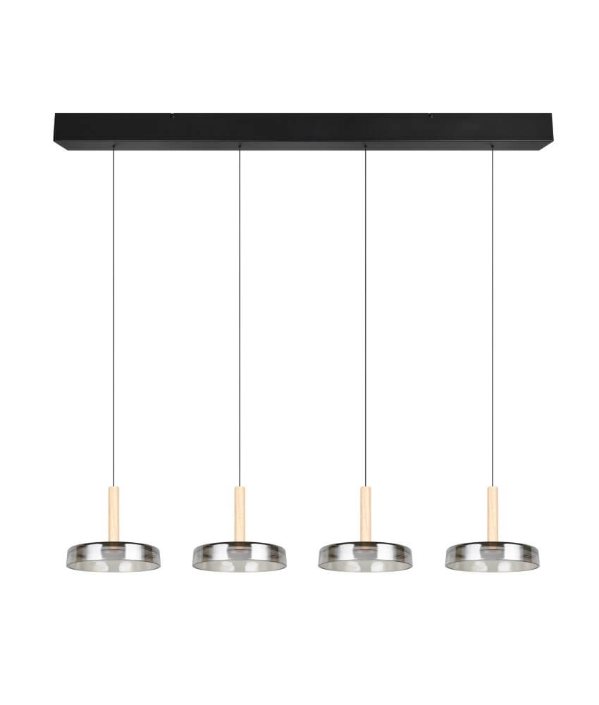 4-light LED pendant light Celeste smoke glass Trio 4017807616903