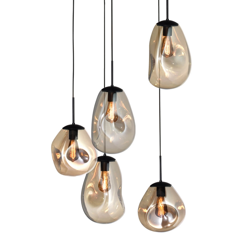 Vide hanging lamp Lava 5x gold glass Masterlight 8718121284316