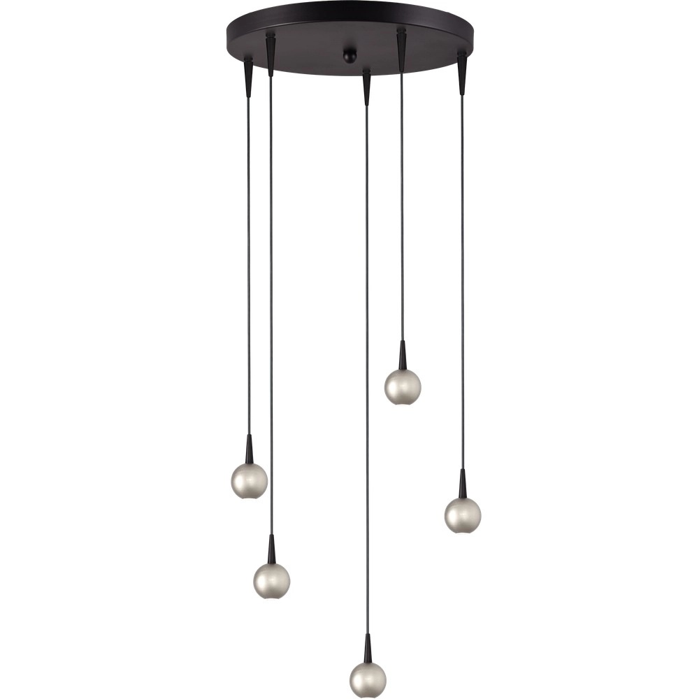 5-light pendant lamp Talana black with nickel Ø 35cm DTW