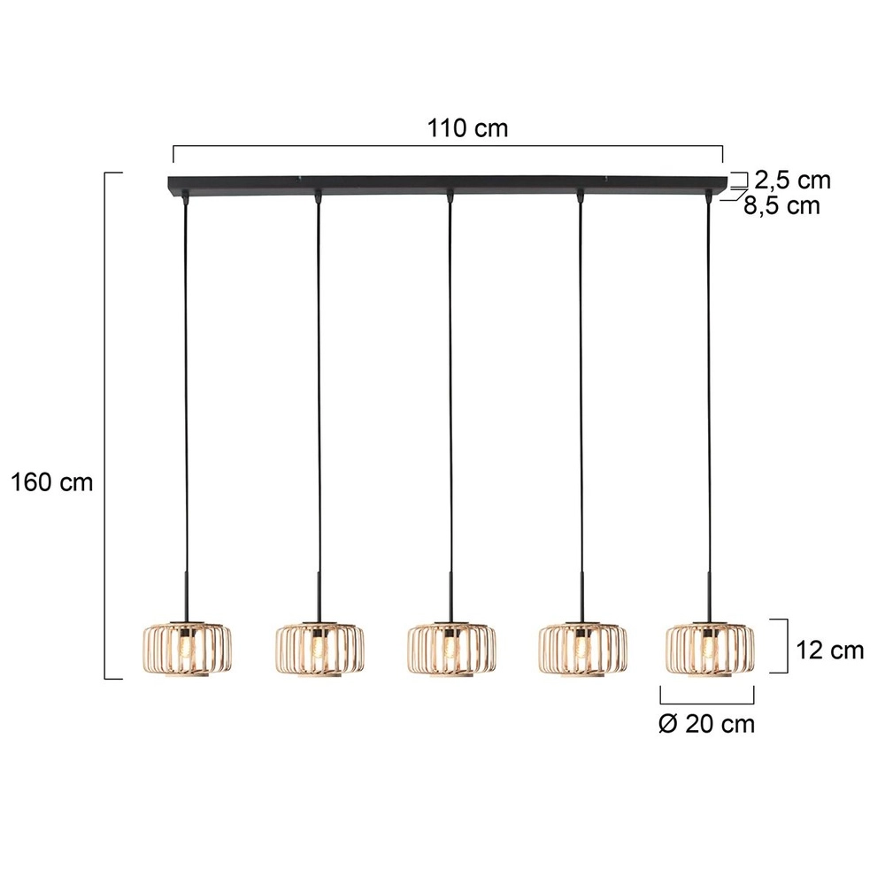 5-light pendant lamp HaloSwap straight Steinhauer 8712746183214