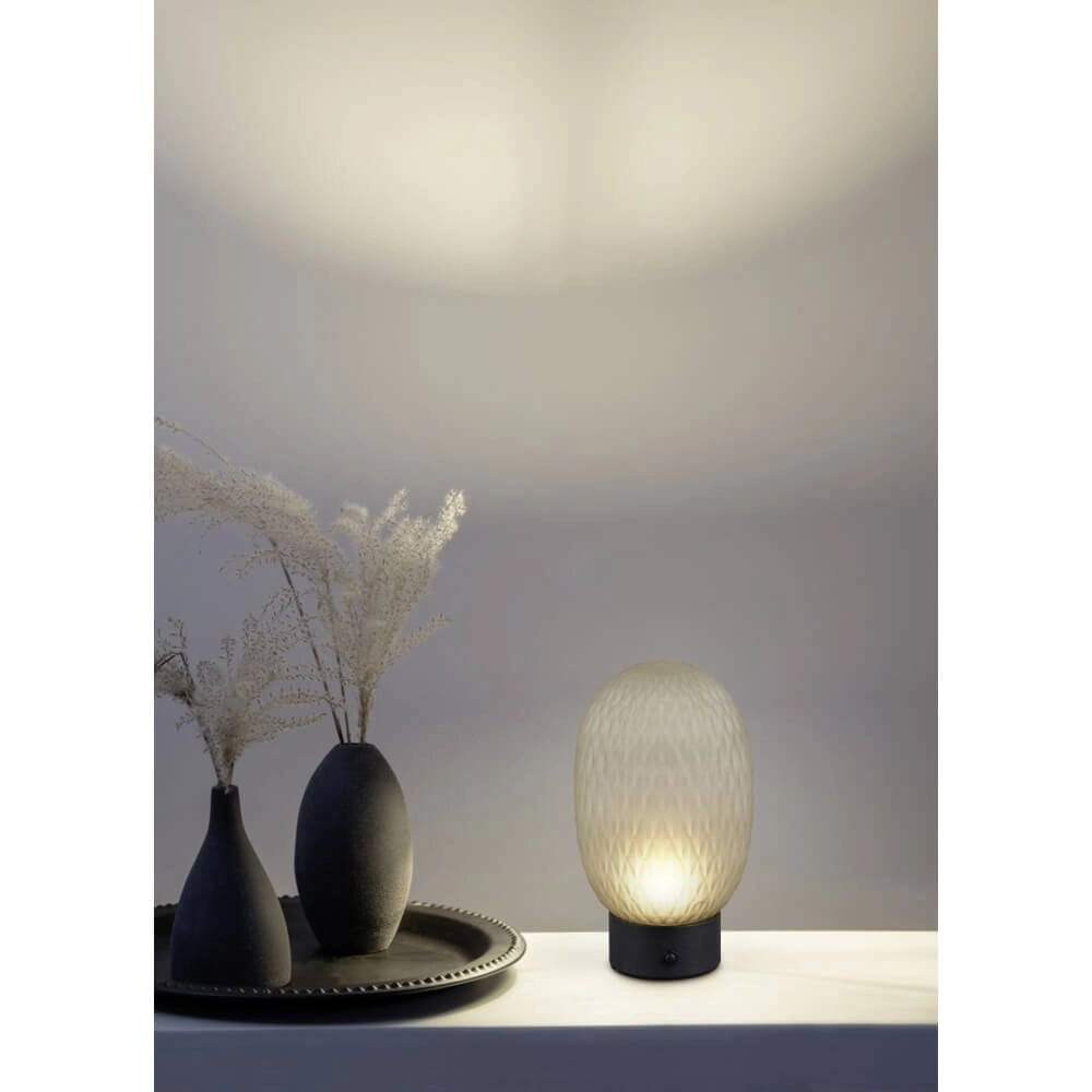 Table lamp Facette Black with green glass Trio 4017807643565
