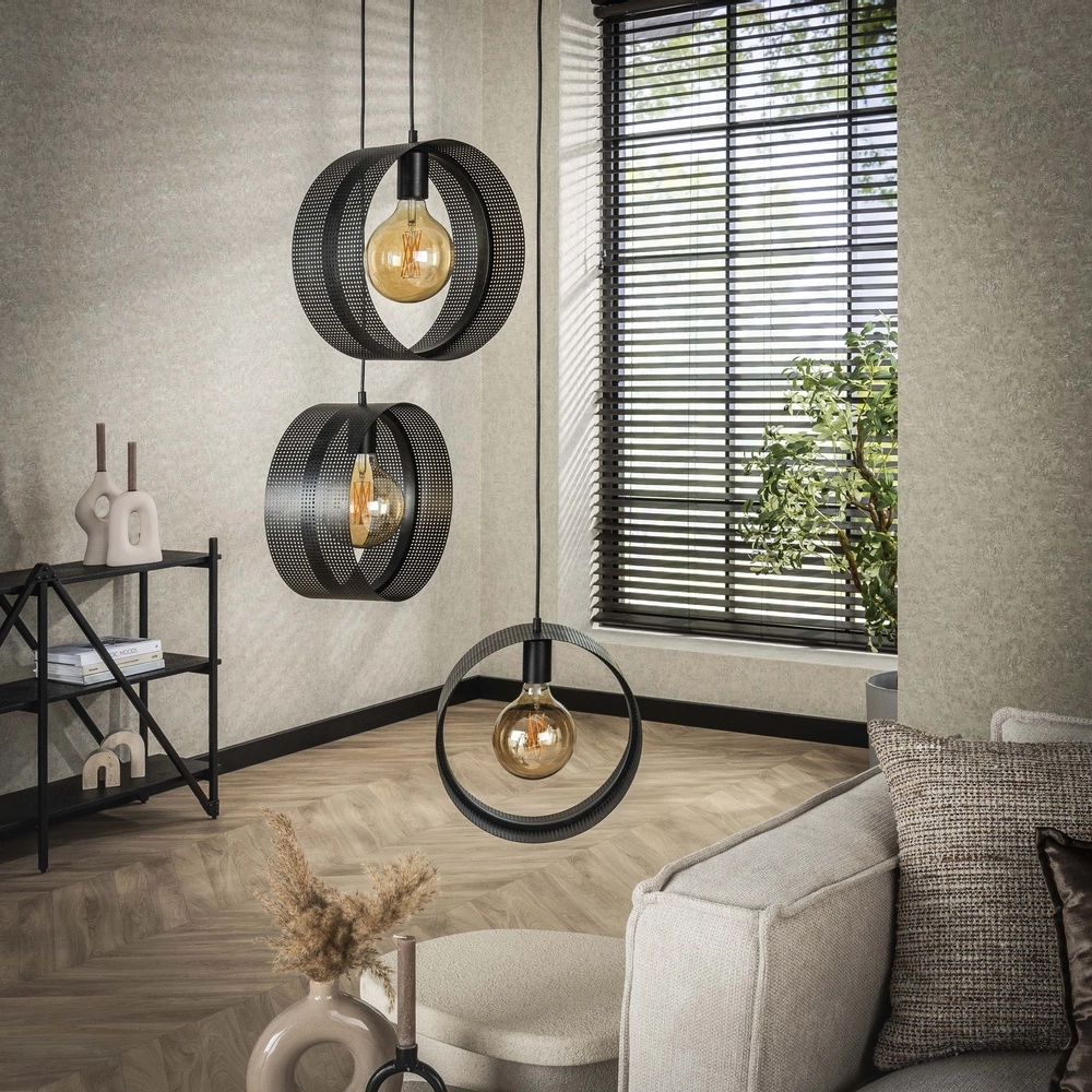 Country Pendant Lamp Ring charcoal - 3x E27 Lyora 8716803510975