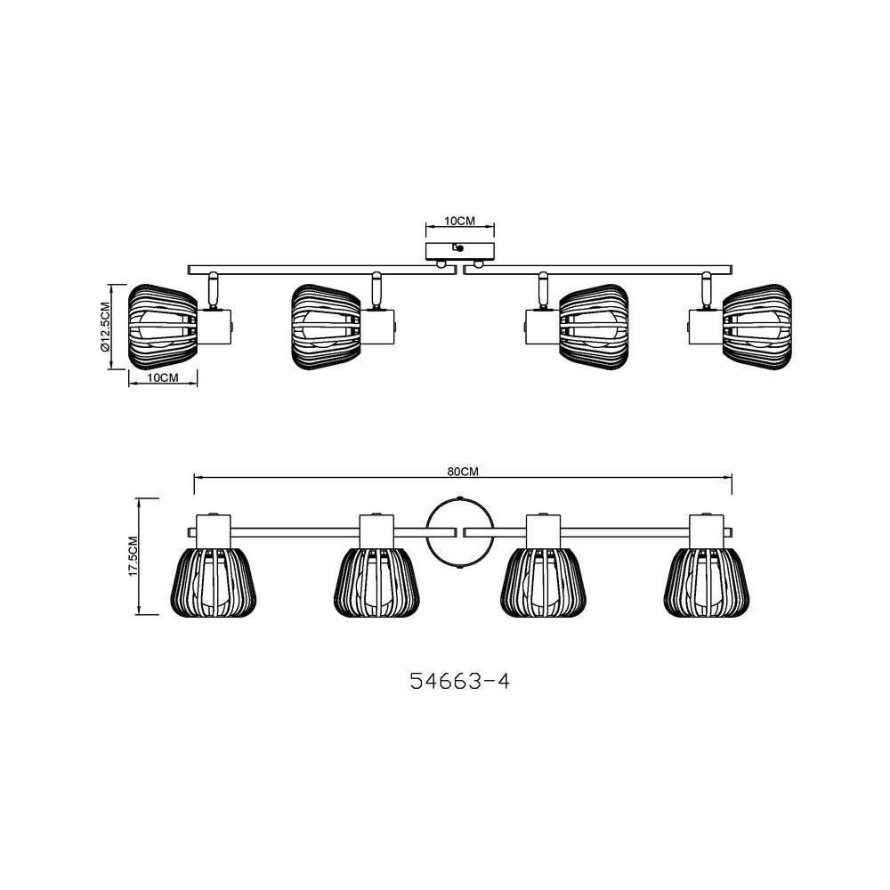 Ceiling lamp Olin 4-light coffee brown Globo 9007371592579