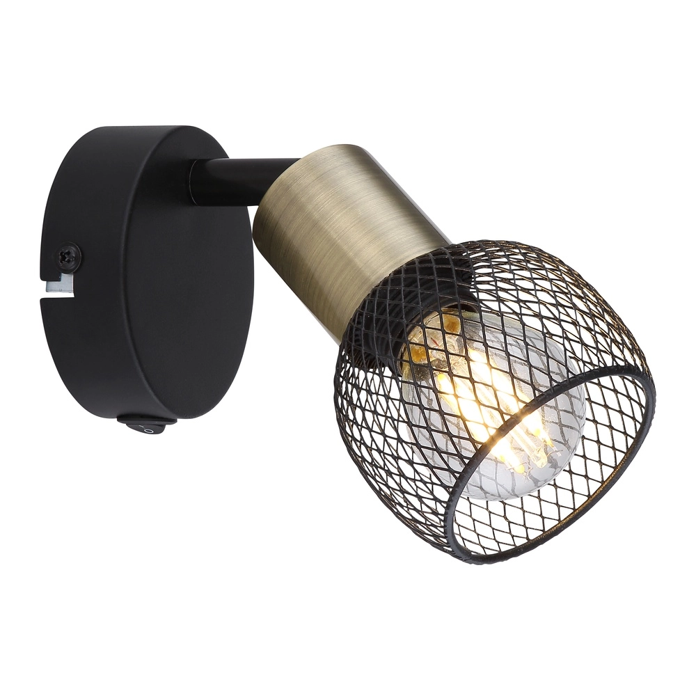 Wall lamp Fiastra black with mesh