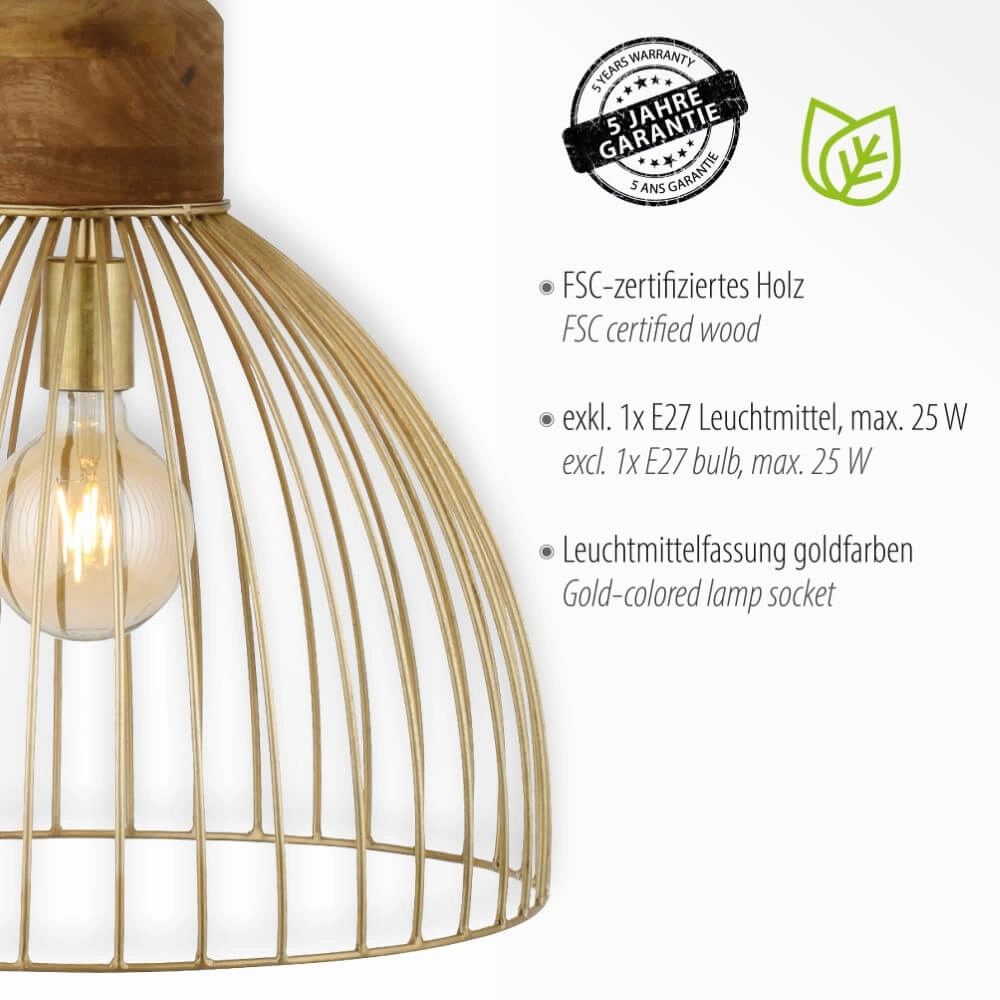 Pendant lamp Alami Brown brass Just Light 4043689976125
