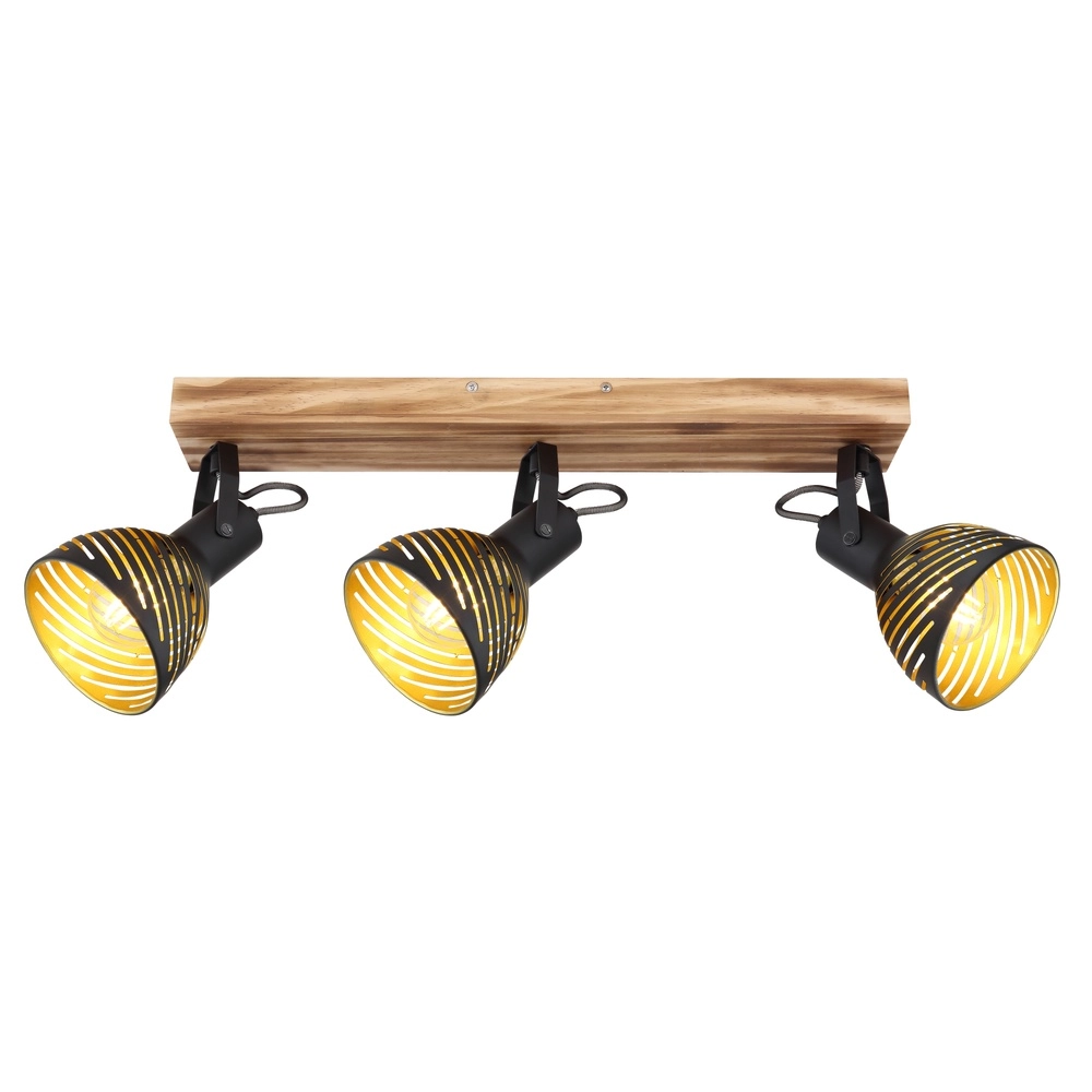 Ceiling lamp Lenna 3-light wood with black Globo 9007371425686