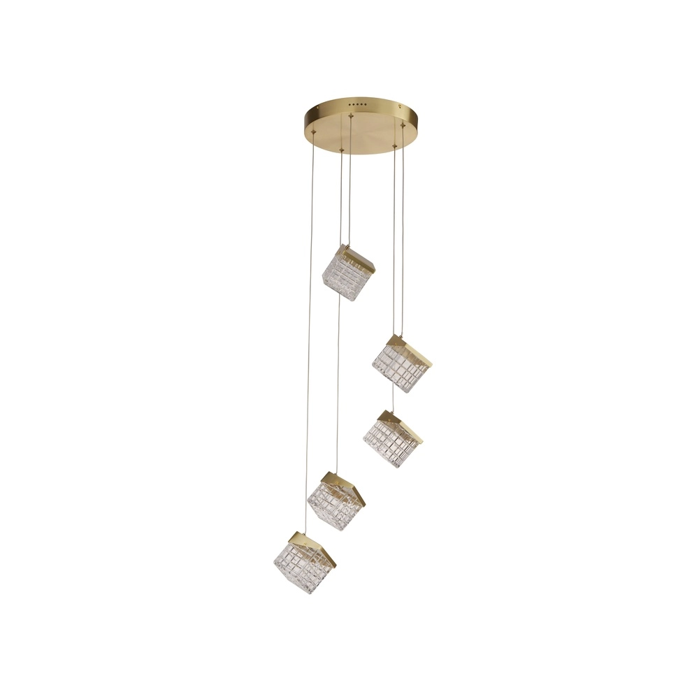 Design pendant lamp Cuboid 5-light gold Searchlight 5053423302164