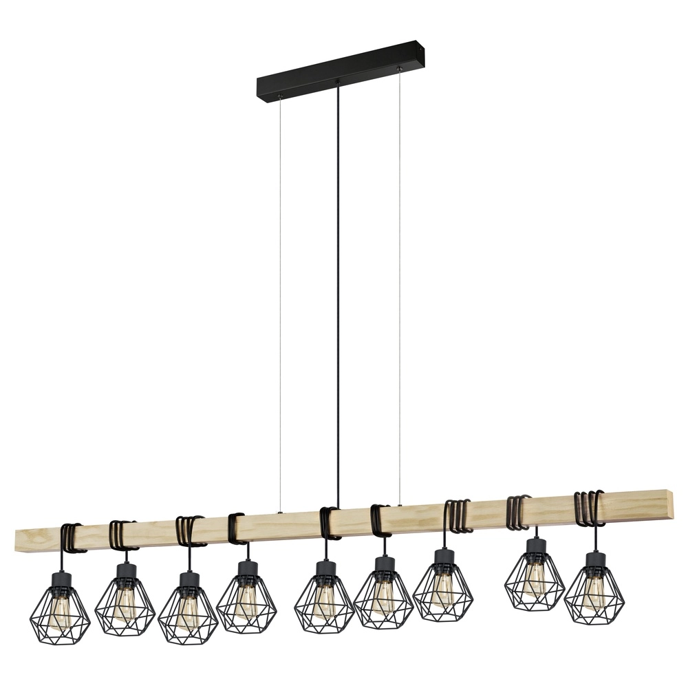 9-light pendant lamp Townshend 5 Dining room - black with wood