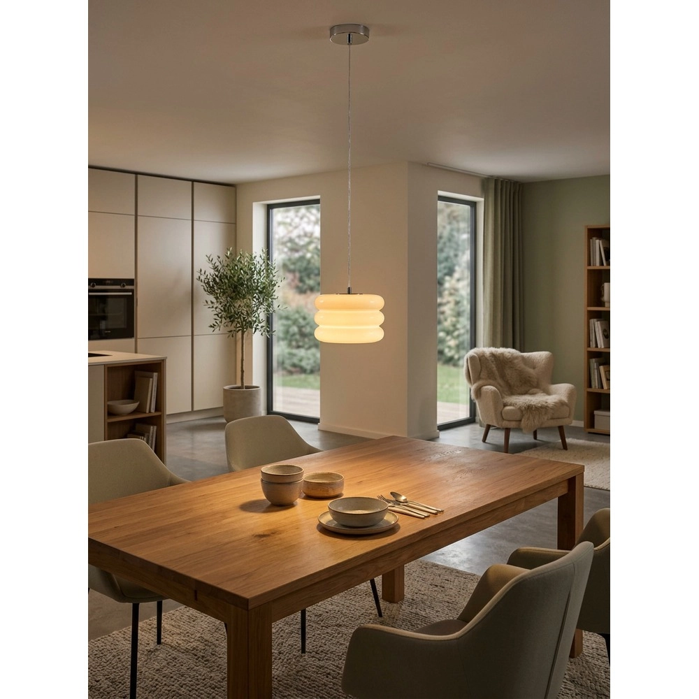 Design pendant lamp Tortora chrome with white Ø 20cm