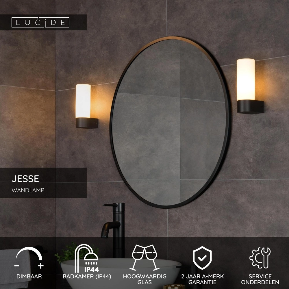 Design wall lamp Jesse only IP44 suitable for bathroom Lucide 5411212040404