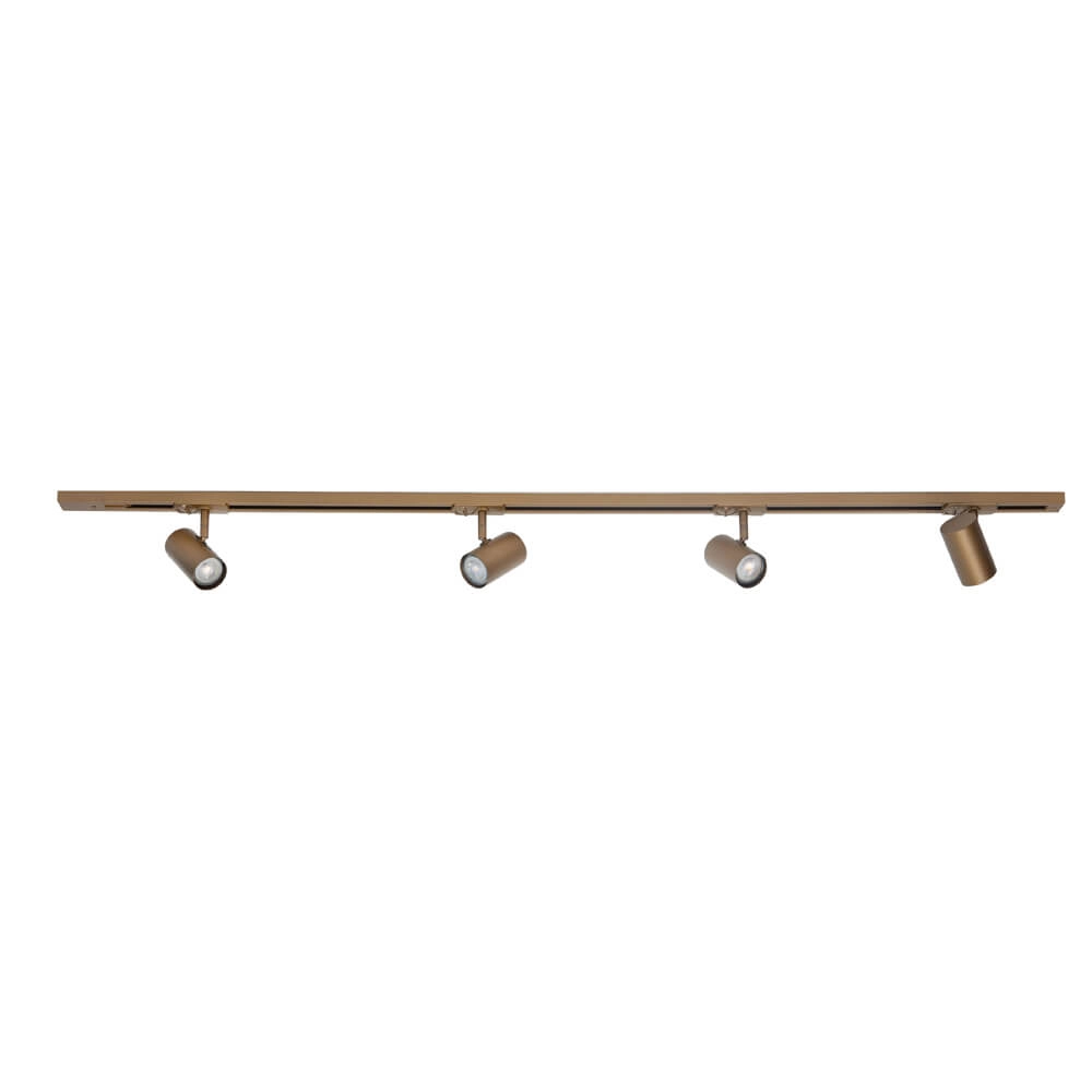 1-phase rail set 150cm Cilinder gold with 4 spots