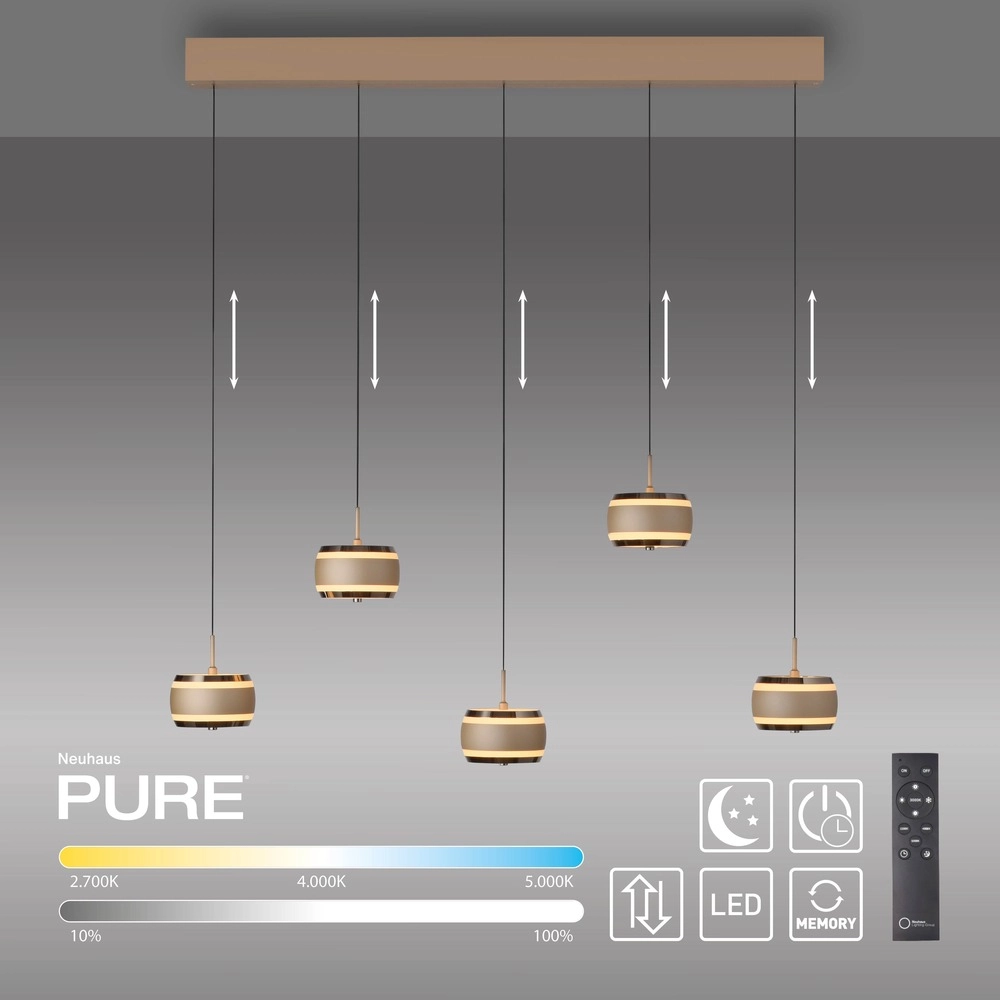 5L dining table pendant lamp Pure Falling Rings Bronce Paul Neuhaus 4012248396582
