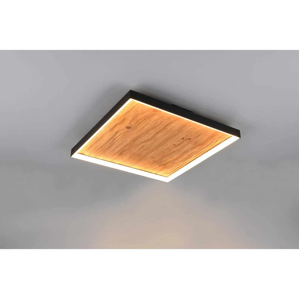 Design ceiling lamp Kalea black with wood Trio 4017807661507