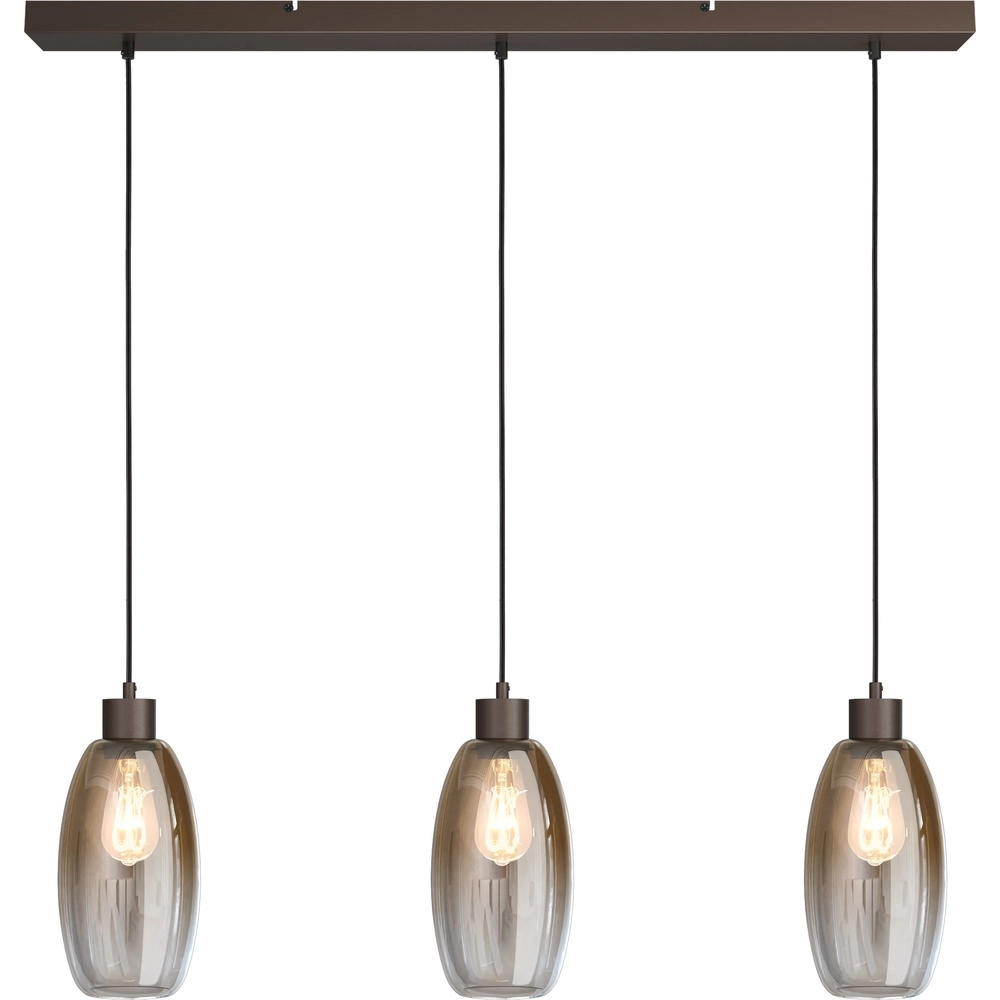 Glass pendant lamp Olive 3x Ø 15cm - cocoa