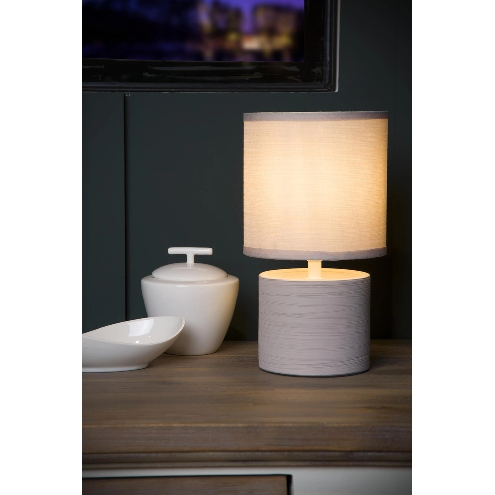 Table lamp Greasby sand brown Ø 14cm Lucide 5411212470119