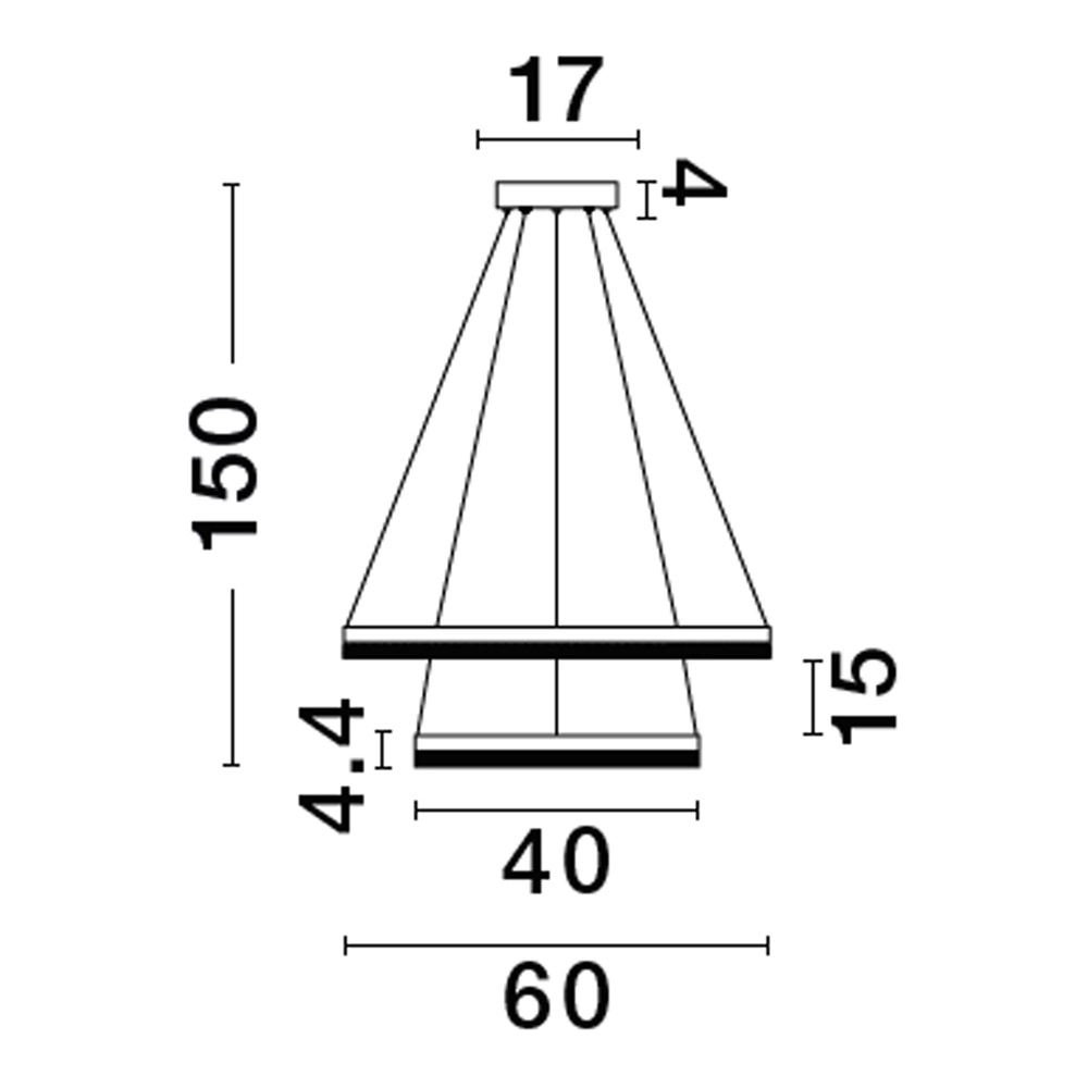 Pendant lamp Adria black Ø 60cm double Lyora 5212017443809