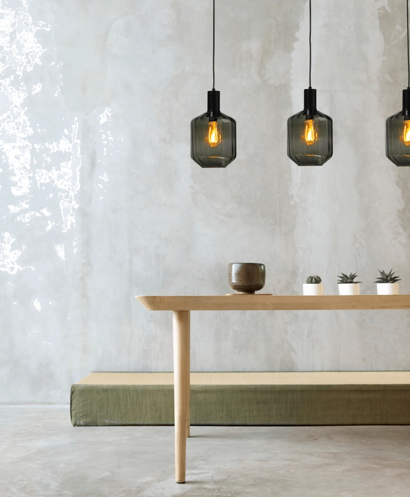 3-light hanging lamp - black - Porto with Jagger green lenses Masterlight 8718121269542