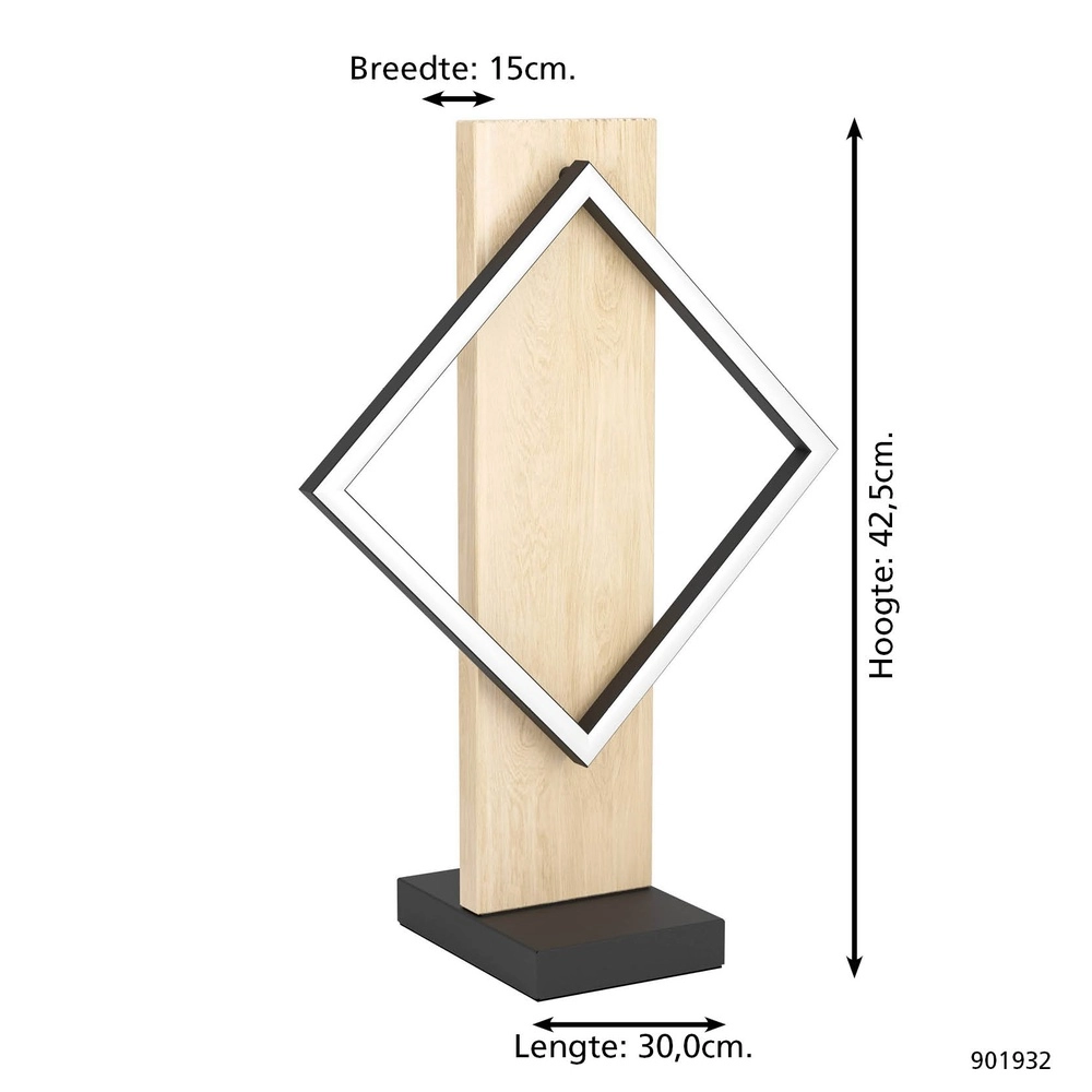 Design table lamp Boyal black with wood Eglo 9008606351923