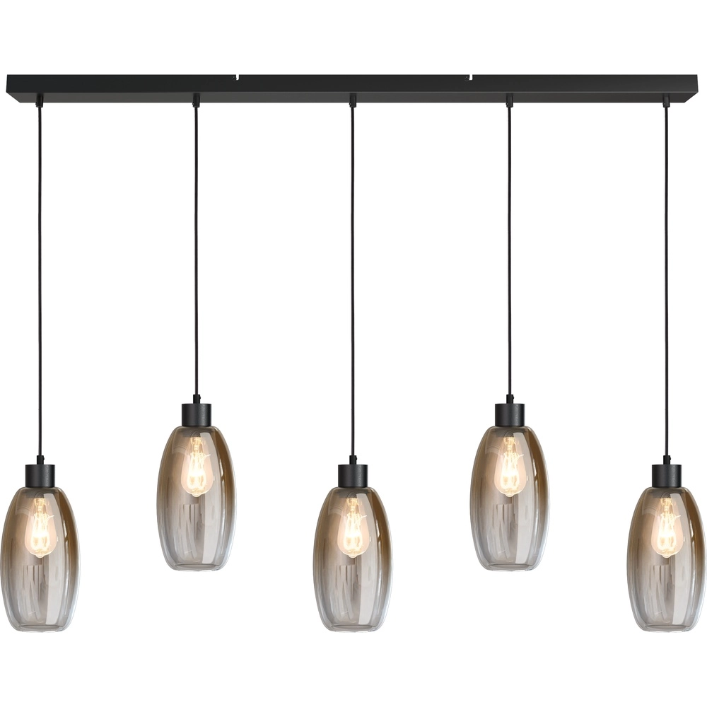 Glass pendant lamp Olive 5x Ø 15cm - black