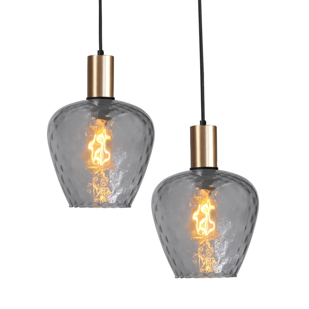 6-light hanging lamp - gold - Porto with Diamond smoke glasses Masterlight 8718121270487