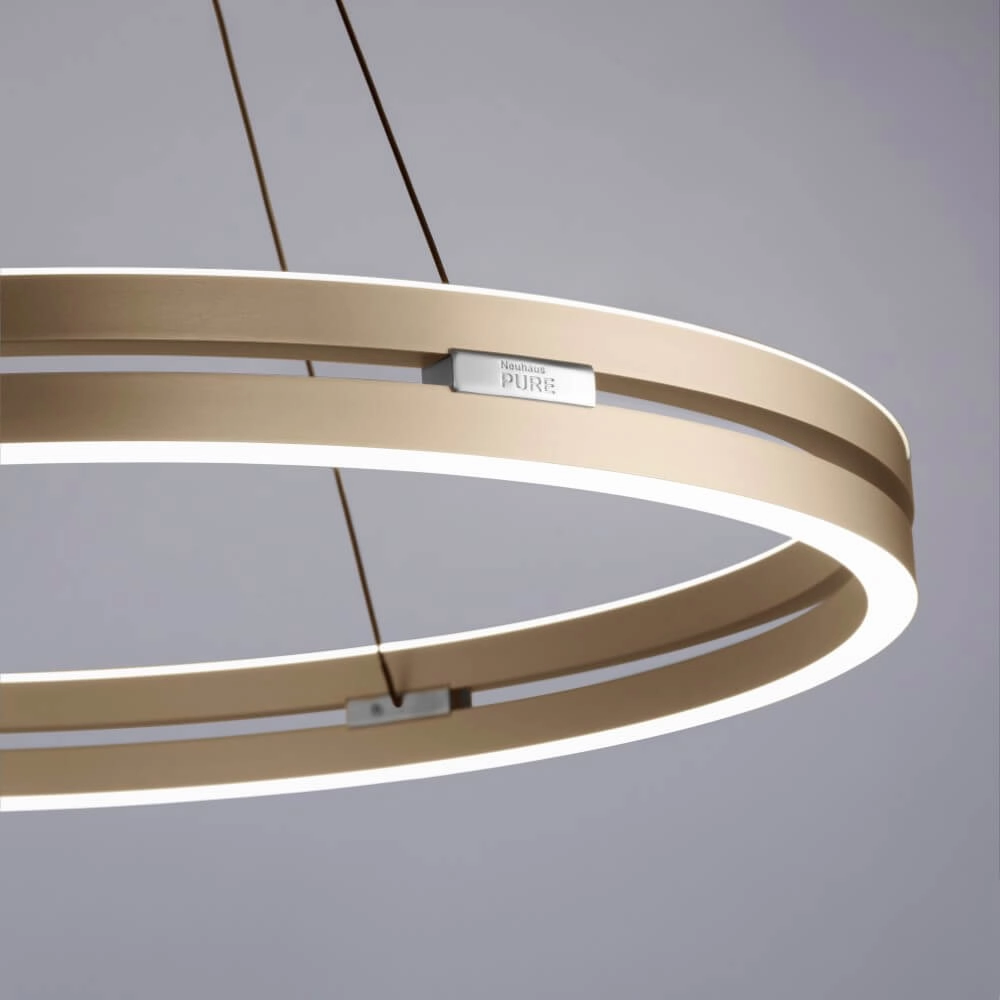 Sleek hanging lamp Pure E-Loop brass Ø 70cm Paul Neuhaus 4012248372296
