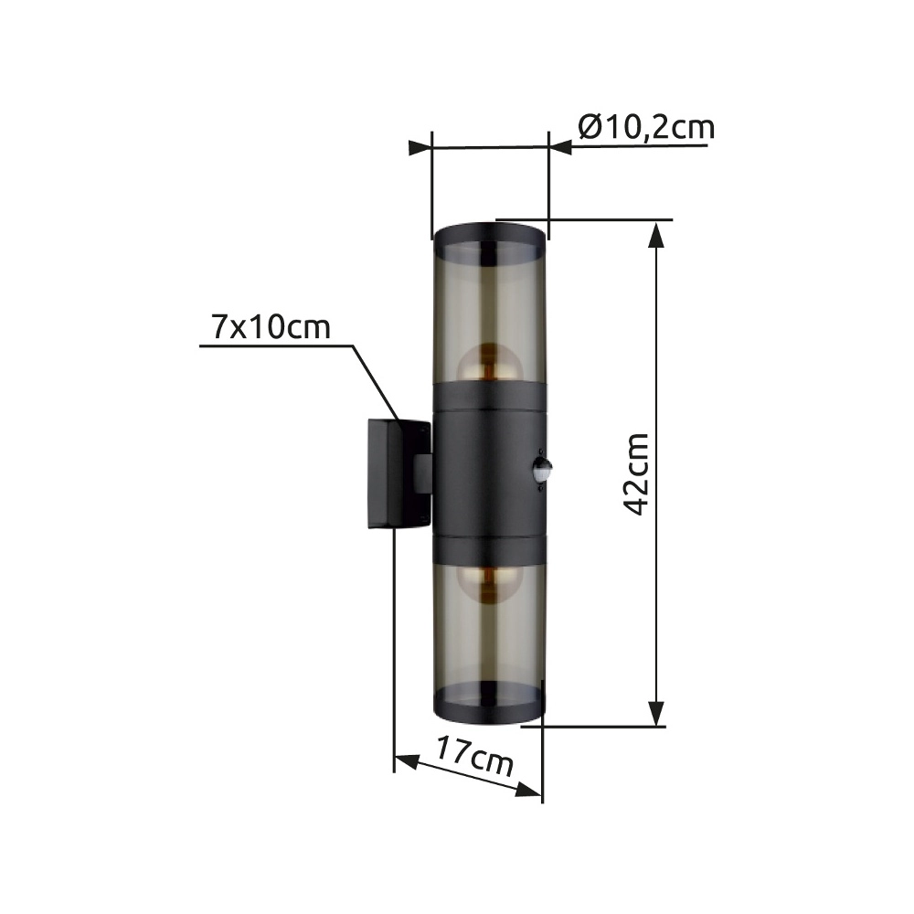 Modern wall lamp Xeloo Black with sensor Globo 9007371435289