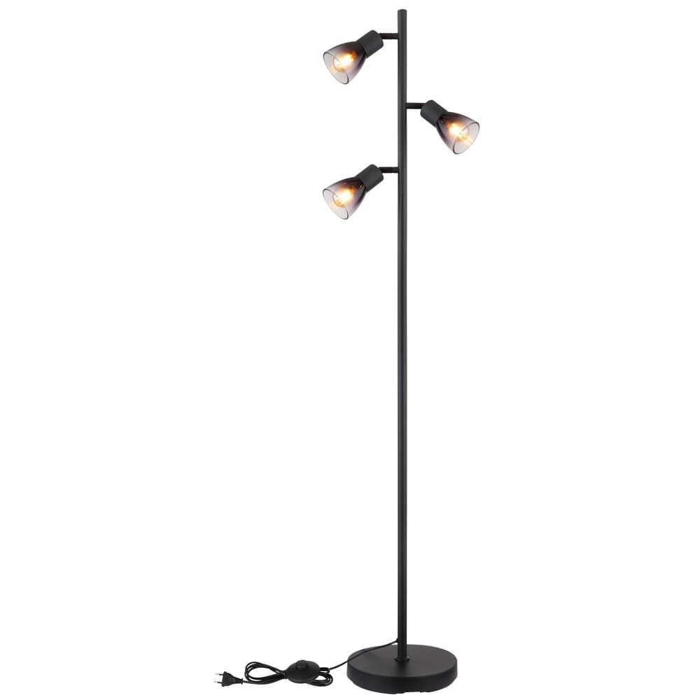 Black floor lamp Satella 3-light Globo 9007371455935