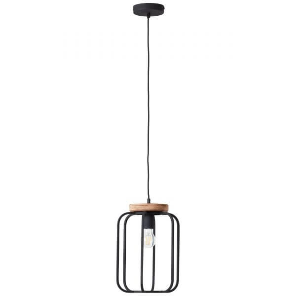 Pendant lamp Tosh black with wood brown Brilliant 4004353395338