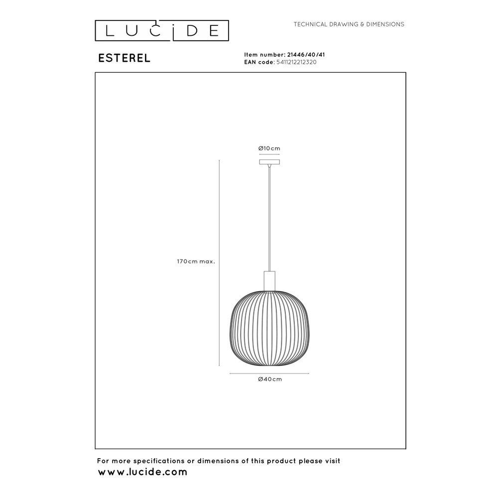 Pendant lamp Ø 40cm Esterel sand brown mini GU10 Lucide 5411212212320
