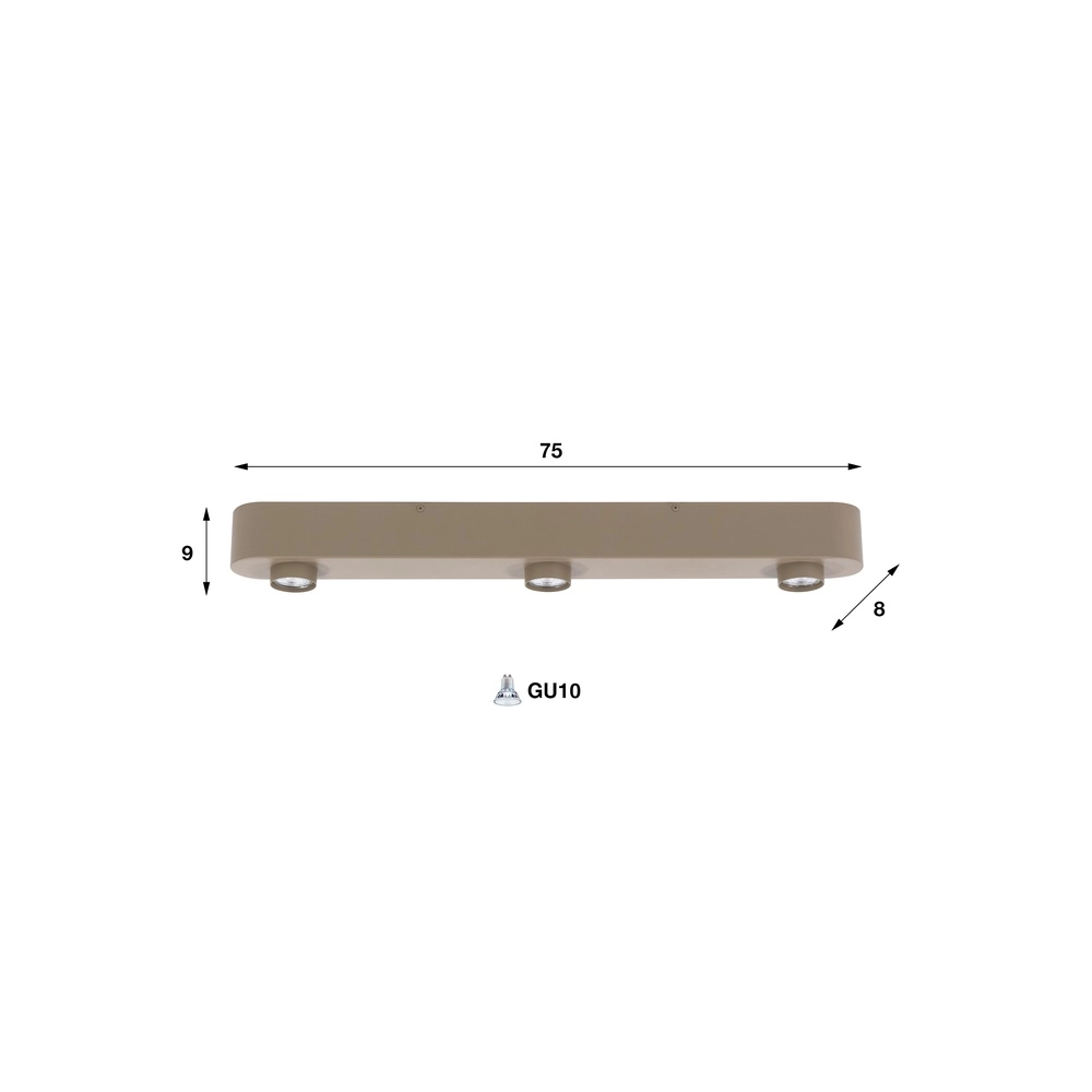 Strakke plafondlamp Bar 3-lichts zand bruin Lyora 8716803514836