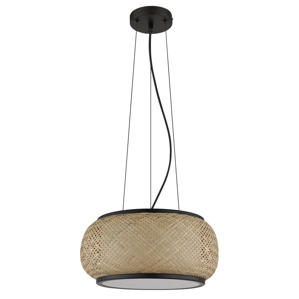 Pendant lamp Bambora black with bamboo Globo 9007371578795