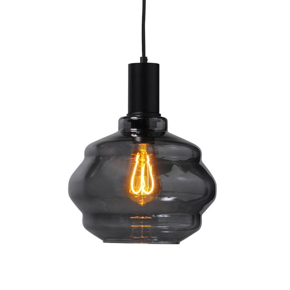 3-light hanging lamp - black - Porto with Ball smoke glasses - Ø 24cm Masterlight 8718121269481