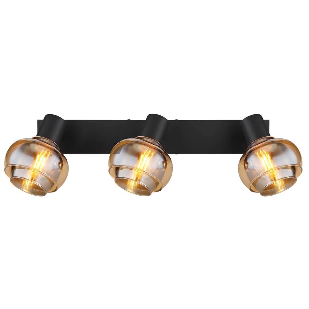 Black ceiling lamp Tokki 3-light amber smoke glass Globo 9007371458028