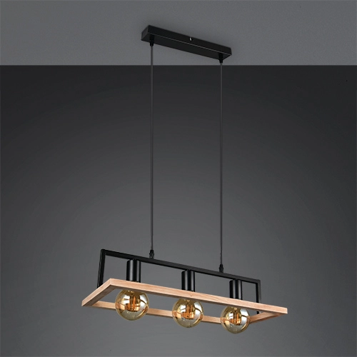 Design pendant lamp Bano black with wood Trio 4017807673364