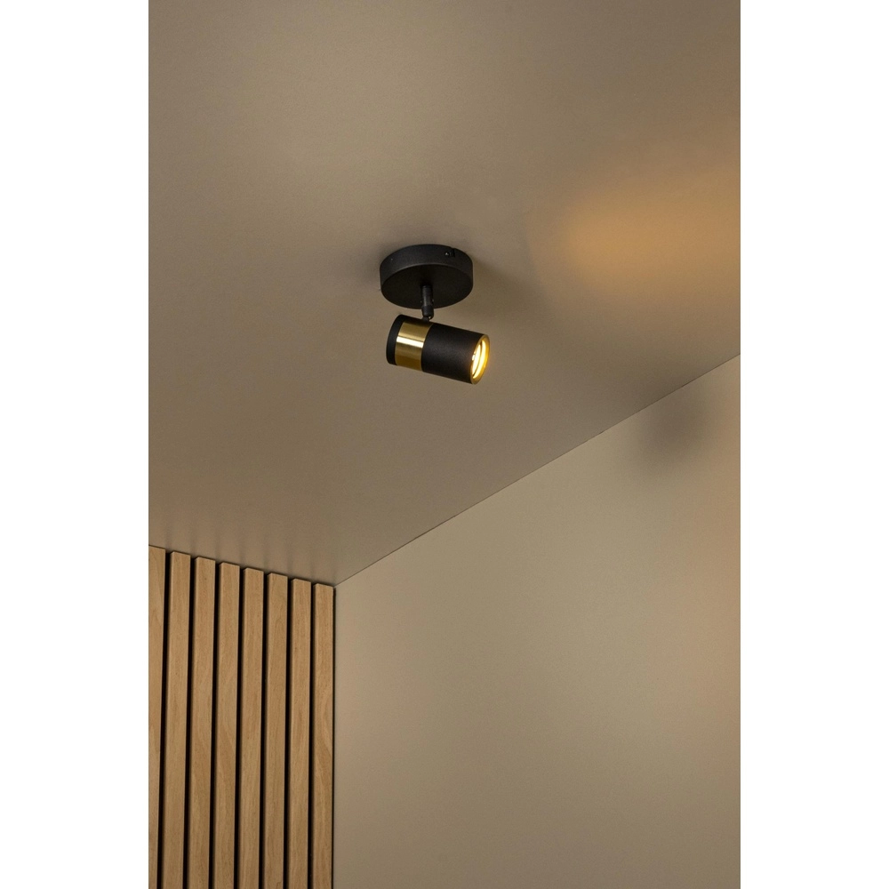 Ceiling lamp Gorik Single black with gold Lucide 5411212530974
