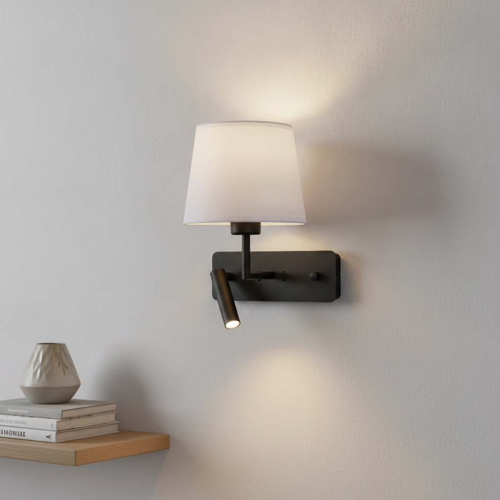 Wall lamp Savona black with white hood