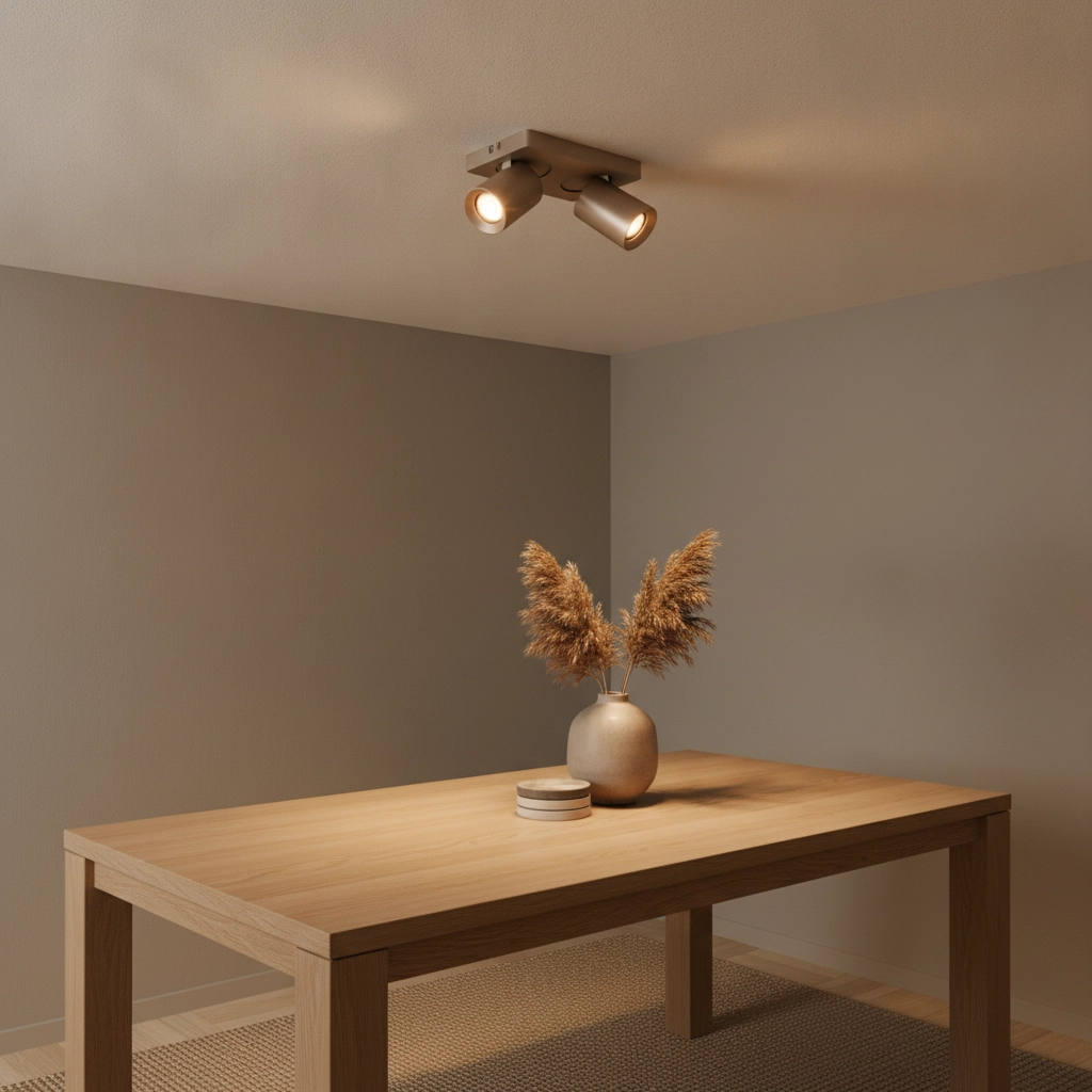 Double surface-mounted spotlight Megano champagne