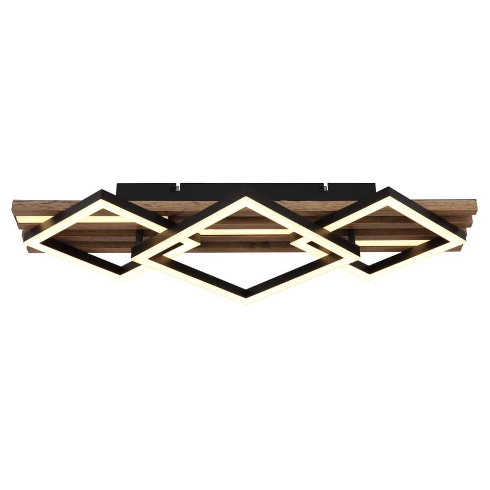 Ceiling lamp Obrien black with wood 3-lights Globo 9007371515301