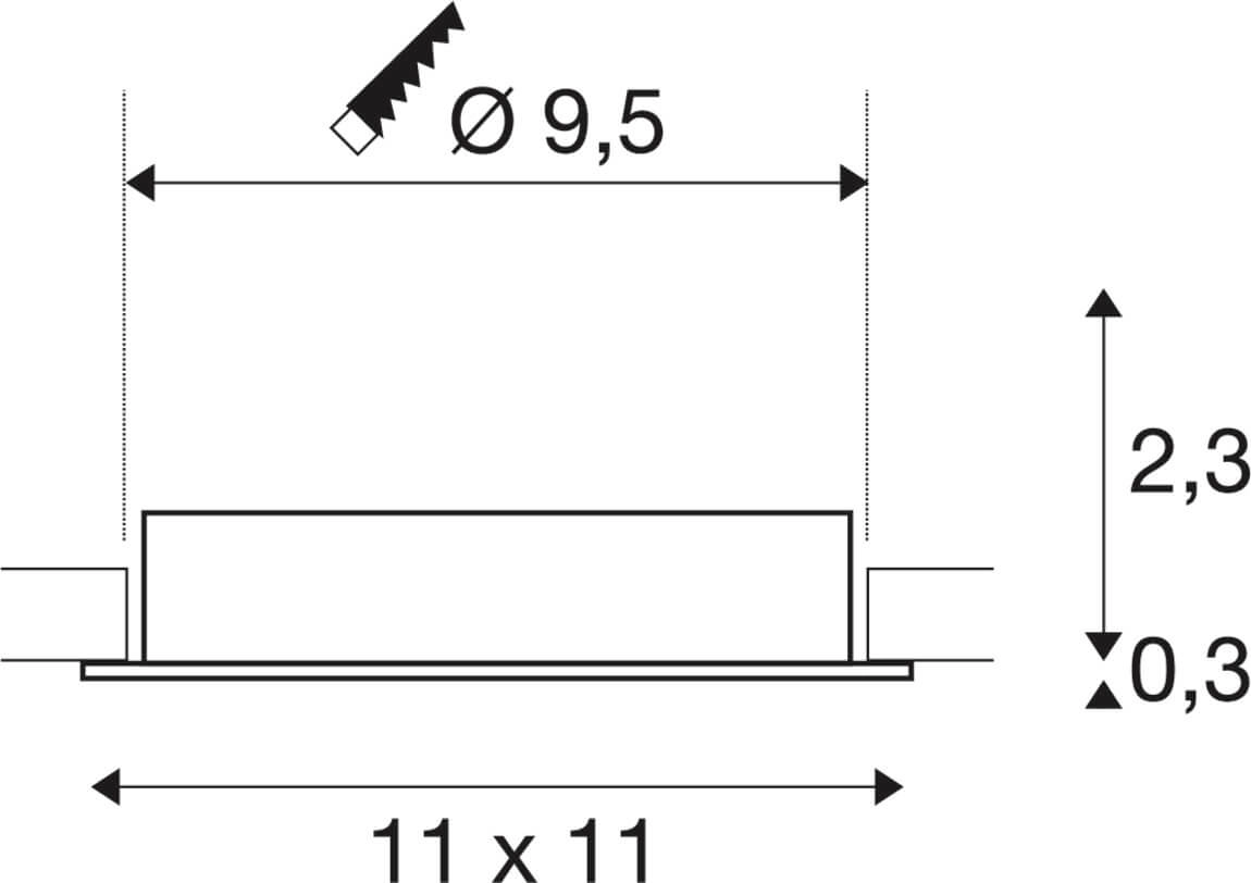 Mounting ring New Tria 95 Square black - without fitting SLV 4024163277211