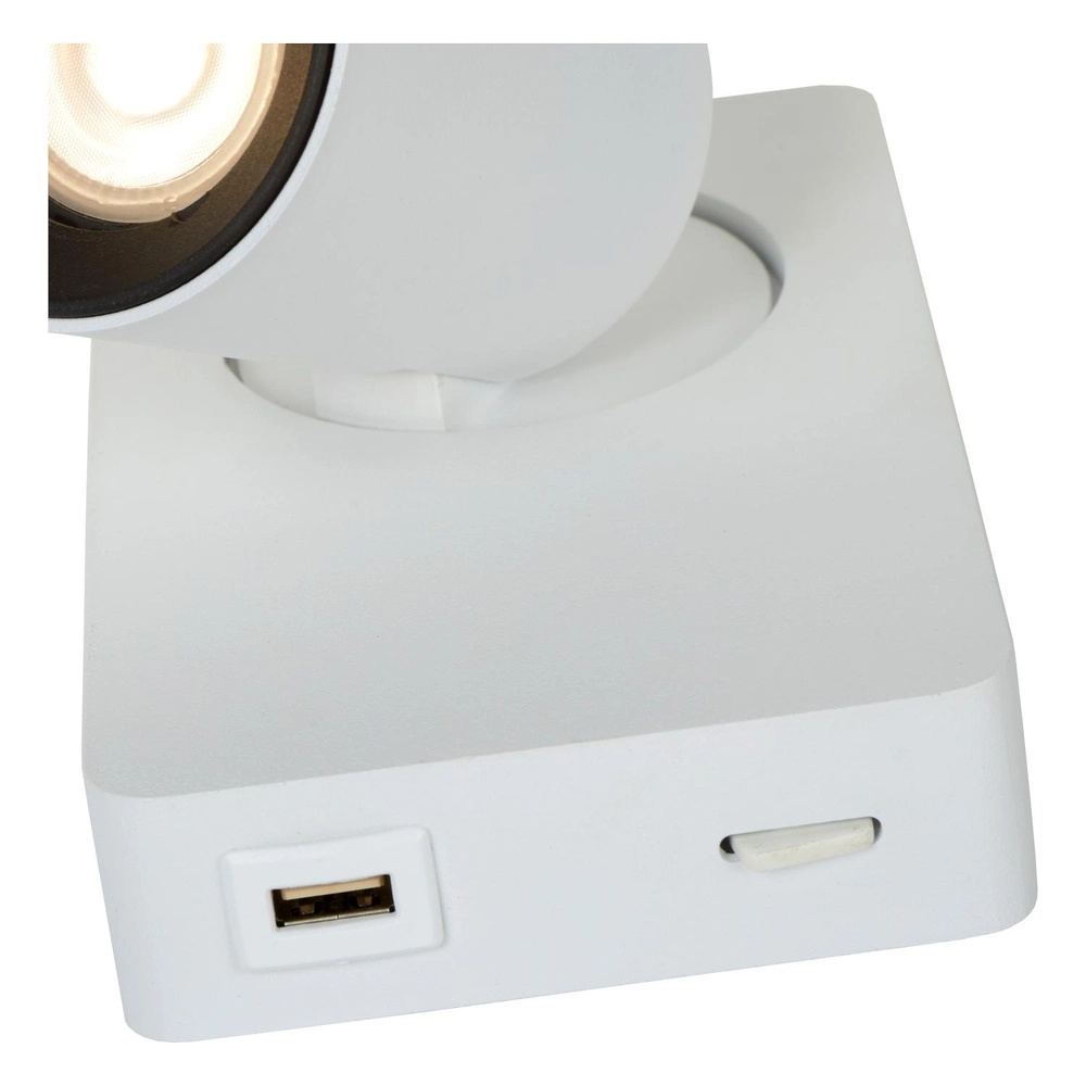 Bedside lamp Nigel with USB charging point white Lucide 5411212092748