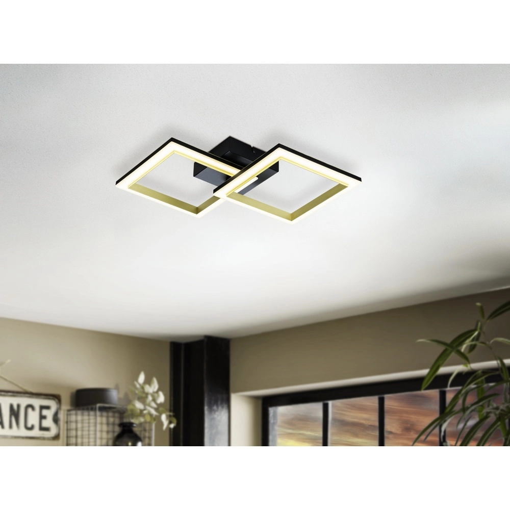 Smart ceiling light Calliera 53cm - black with gold - square Eglo 9008606332946