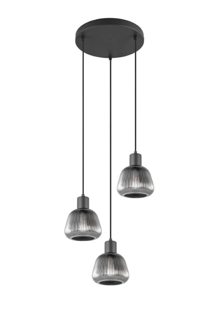 Vide pendant lamp Tarifa with ribbed glass Trio 4017807615807