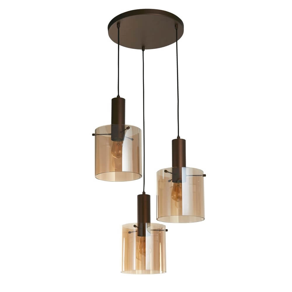 Brown pendant lamp Sweden 3-light