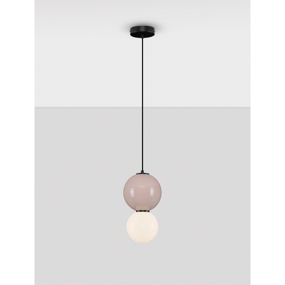 Pendant lamp Noesis Ø 18cm mocha brown with white Lyora 5212017483676