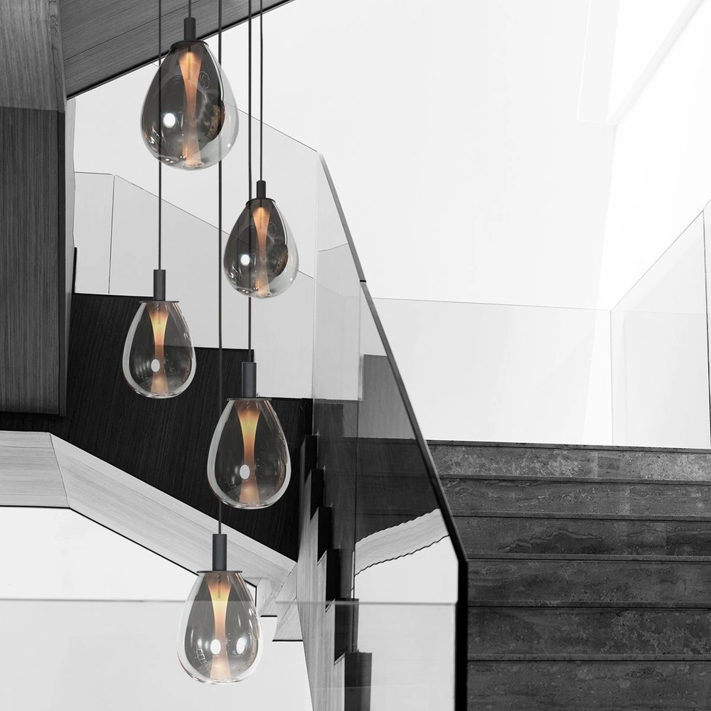 Pendant lamp Glimsy 5-light black round Steinhauer 8712746177961