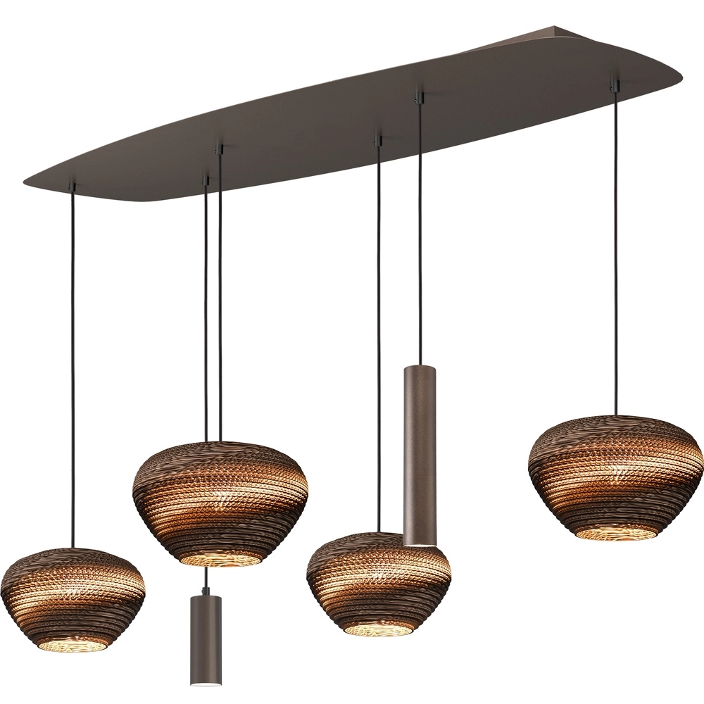 Danish oval pendant lamp Cartone Cocoa with Think Paper caps