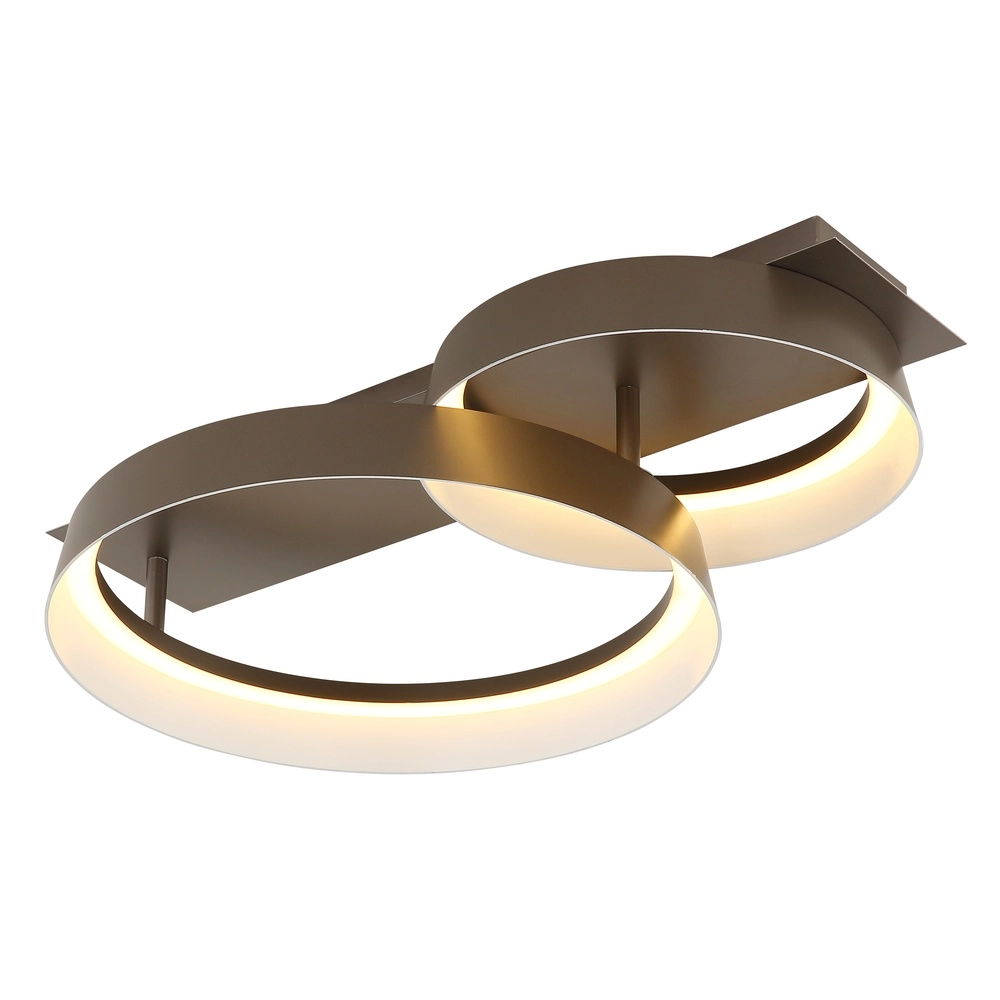 Sleek ceiling lamp Syrakus coffee brown 2 rings