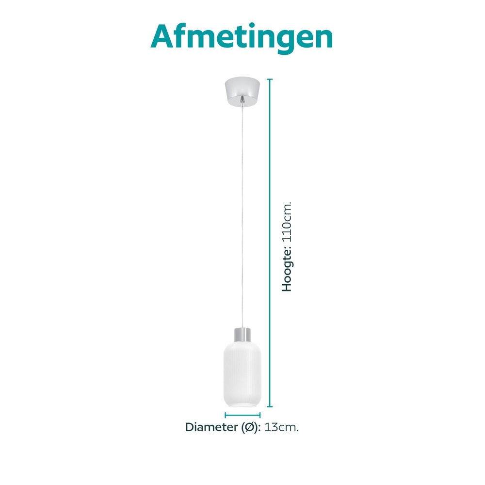 Design pendant lamp Dasmina chrome with white Ø 13cm